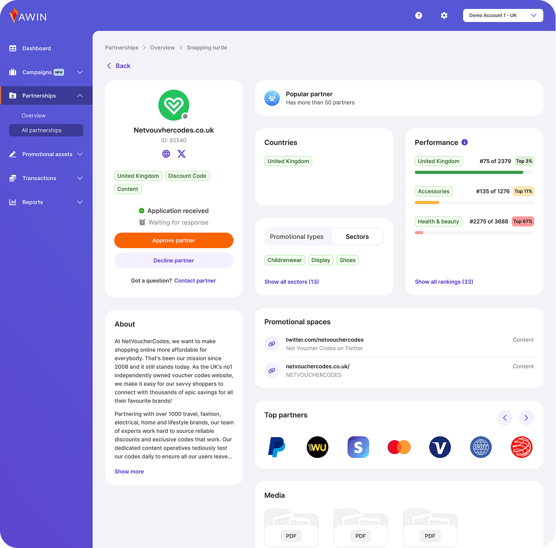 Partner profile page